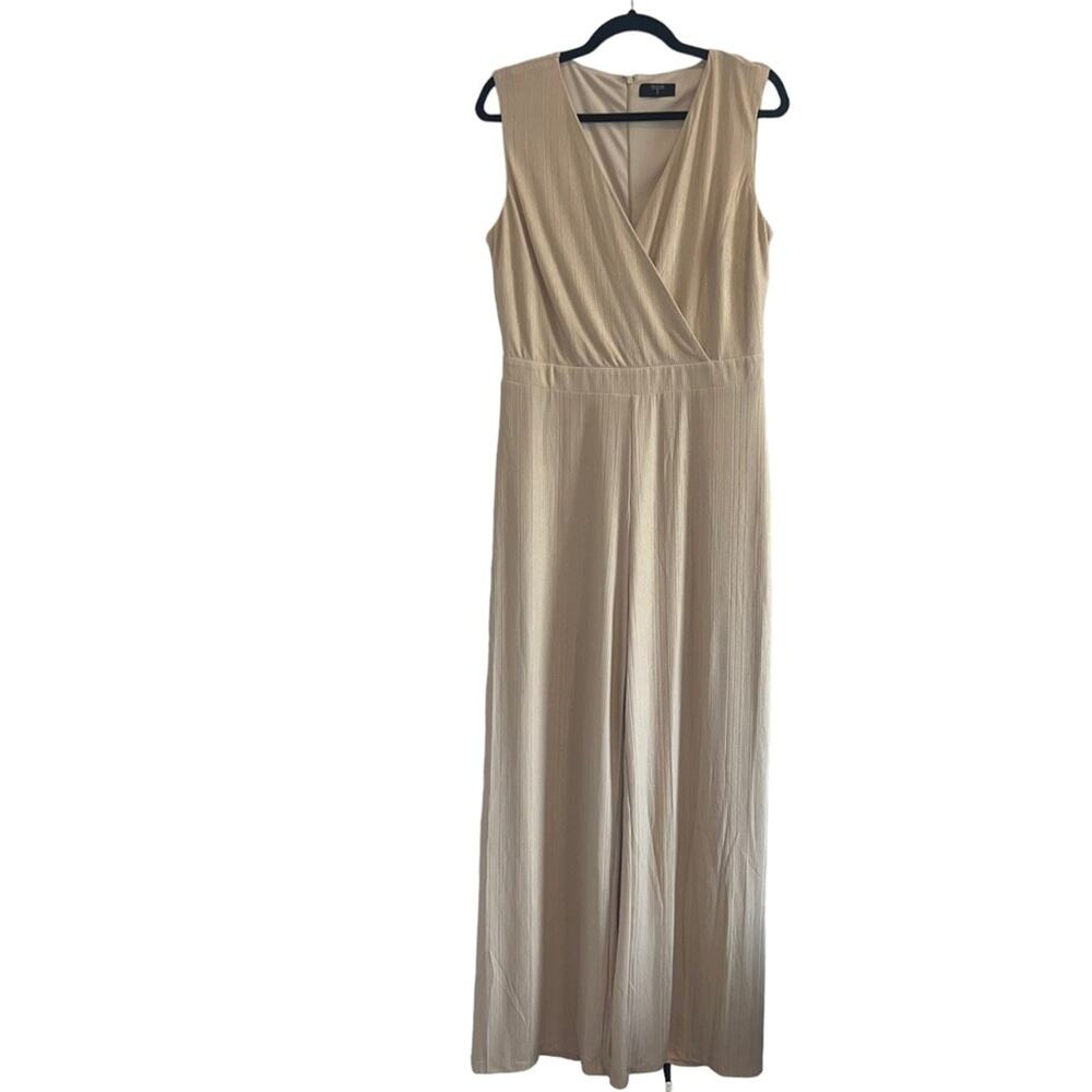 T Tahari MEDIUM Shimmer Jumpsuit Stretch Straight Leg Size M
